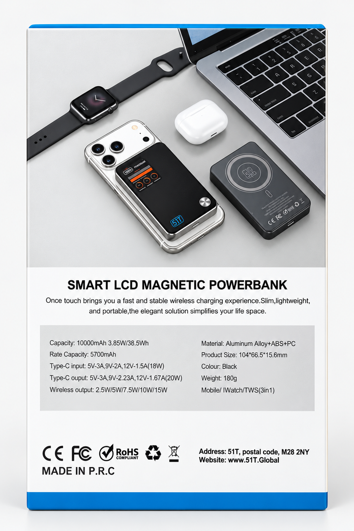 51T magnetic power bank retail packaging back