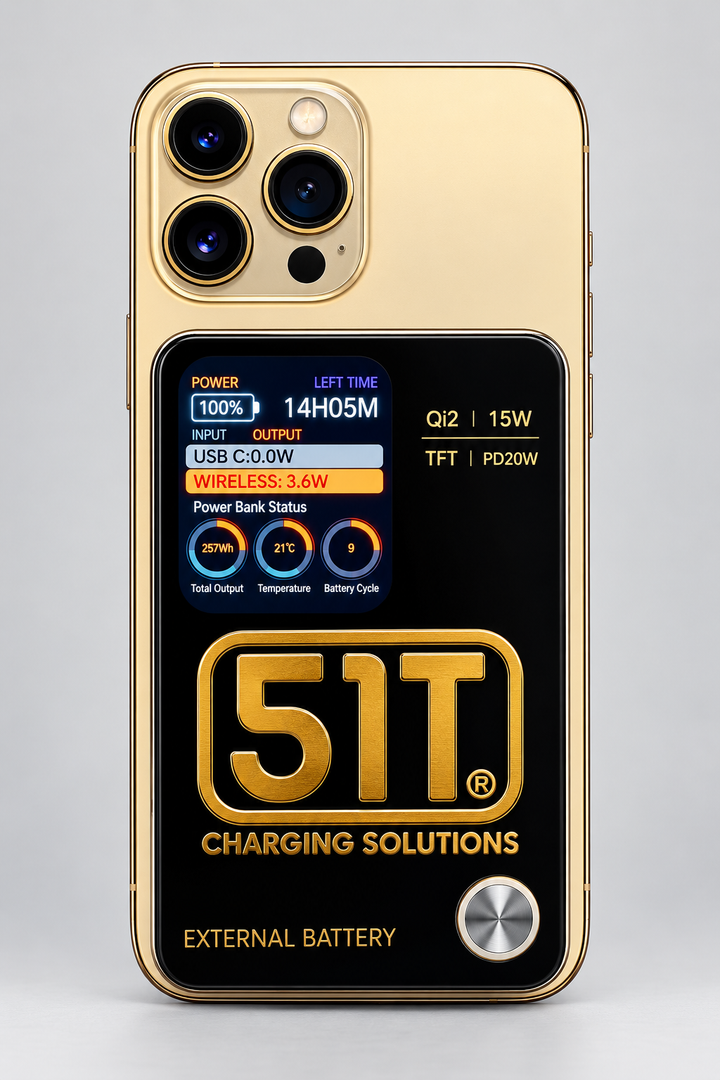 51T slim magnetic power bank attached to smartphone smart