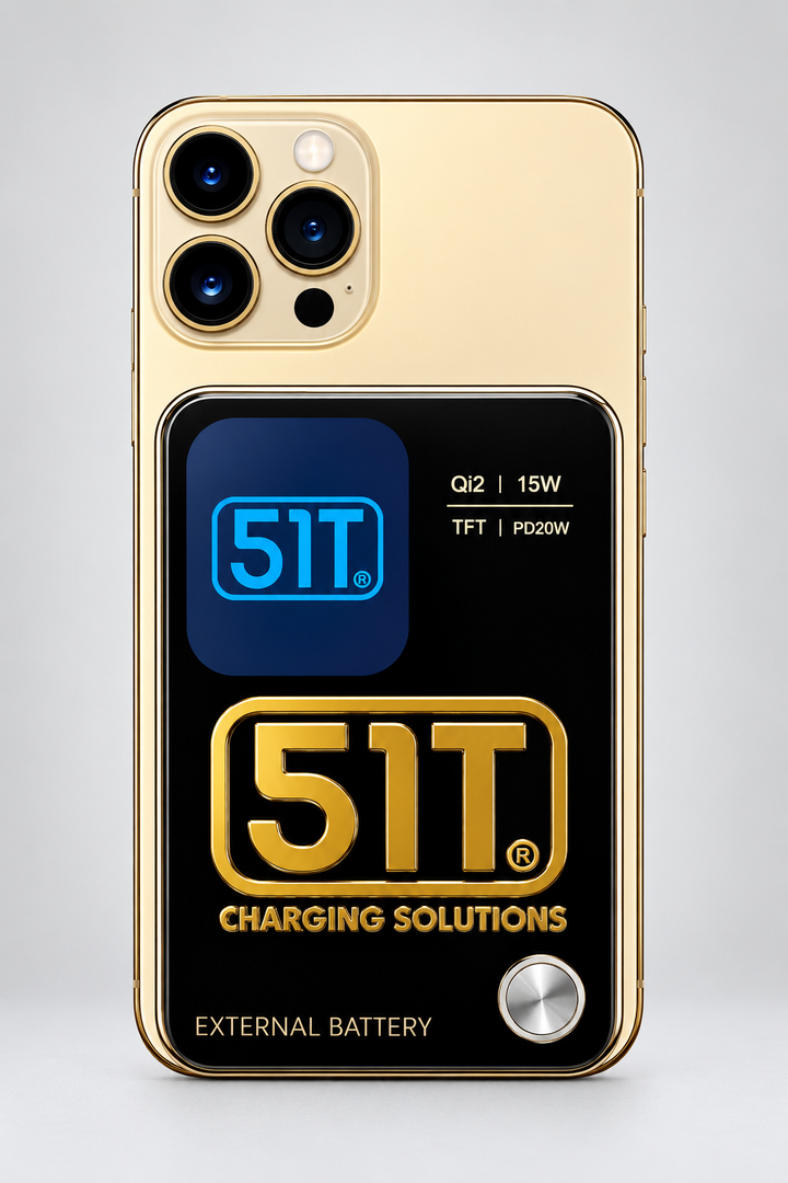 51T smart TFT power bank display showing logo